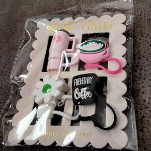 Simply Southern Fun Straw Covers Set Coffee Silicone New Great Stocking Stuffer